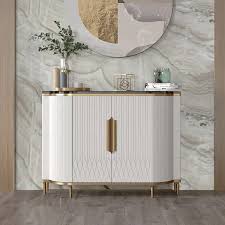 Sideboards & buffets also make a great addition to your entryway where you can store or display books, plants and family photographs too. White Luxury 2 Door Sideboard Buffet With Marble Top Modern Sideboard Cabinet In Gold