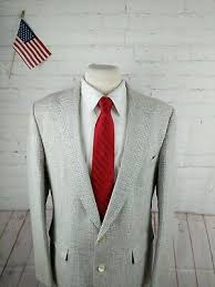 New Haggar Two Button Grey Plaid Suit Blazer Jacket Men Size