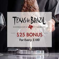 Texas de brazil is a very unique experience, but is very pricey. Texas De Brazil On Twitter Take Advantage Of Our Holiday Gift Card Special For Every 100 E Gift Card Purchase You Ll Receive An Additional 25 Free Get Yours Today Via The Link