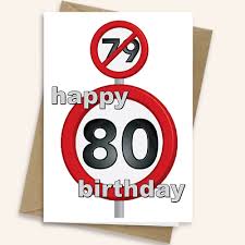 80th birthday card for him or her