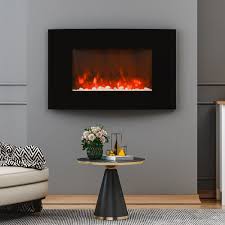 Pebble Led Fire Flame Heater Curved