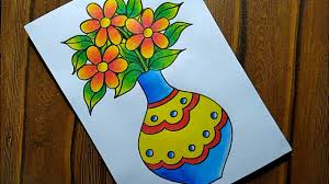 easy and simple flower pot drawing how
