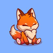 cute fox sitting cartoon character