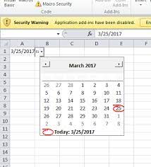 datepicker calendar to excel cells