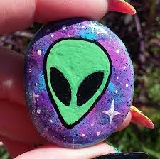 Hand Painted Alien Galaxy Rock Space