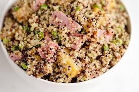 roasted pineapple ham quinoa salad is an easy recipe using up leftover ham with the
