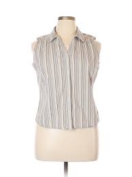 Details About St Johns Bay Women Brown Sleeveless Button Down Shirt Xl Petite