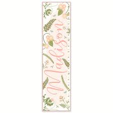 Blush Calligraphy Floral Personalized Canvas Growth Chart