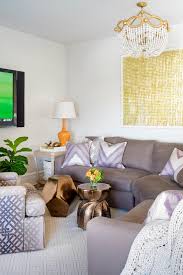 gray and yellow living room design