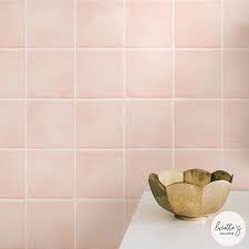 Faux Pink Tiles Wallpaper Bathroom And