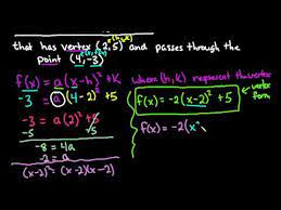 Find Quadratic Function Given Vertex