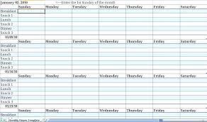 Monthly Meal Planner Calendar Template Excel Schedule