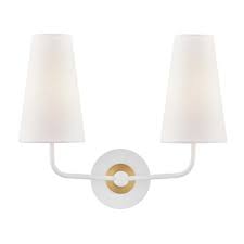 Mitzi By Hudson Valley Lighting Merri 2 Light Aged Brass White Wall Sconce H318102 Agb Wh The Home Depot
