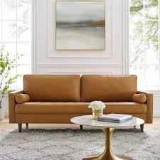 Valour 81 Leather Sofa Tan By Modway