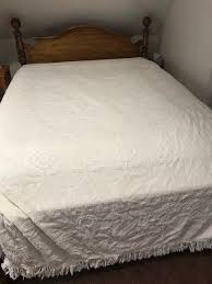 Queen Bedspread White Chenille Cotton