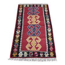hand knotted red kilim rug