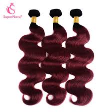 Ombre Color Hair Body Wave Weave 3 Bundles 1b Burgundy Hair Weave