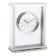 Silver Finish Flat Top Mantel Clock
