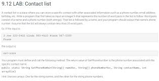 Solved 9 12 Lab Contact List A Contact List Is A Place W