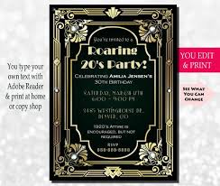 Diy birthday invitation from do it yourself invitations for a artistic birthday invitation with artistic layout 9. 30th Birthday Invitation Gatsby Invitation Gatsby Birthday Invitation Great Gatsby Birthday Invitation Edit Yourself In Adobe Reader By Lil Ginger Print Shop Catch My Party