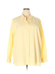 Details About Elisabeth By Liz Claiborne Women Yellow Long Sleeve Button Down Shirt 3 X Plus