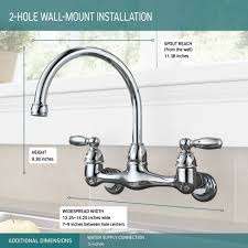 two handle wall mounted kitchen faucet
