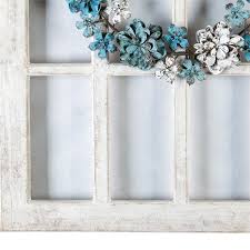 Luxenhome Distressed White Wood Metal