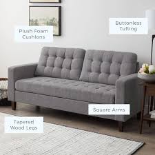 brookside brynn 76 upholstered square arm sofa light grey
