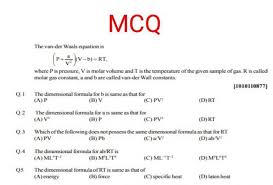 Mcq The Van Der Waals Equation Is