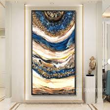 Navy Blue Brown Abstract Resin Framed