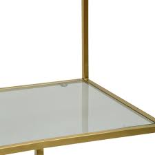 gold feiber metal glass shelving unit