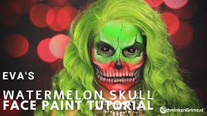 watermelon skull face paint tutorial