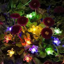 Gigalumi Outdoor 23 Ft Solar Powered Novelty Bulb Led String Light With Multi Color Flower 2 Piece