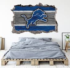 Detroit Lions Wall Art Decal 3d Smashed