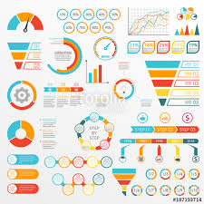 Infographics Set With Charts Graphs Funnel Arrows