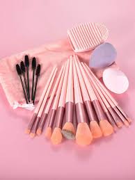 pink 13pcs soft fluffy makeup brush set