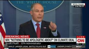 Image result for EPA Administrator Scott Pruitt: Trump put America first when he withdrew from Paris Accord one year ago