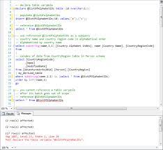 sql server table variable exle