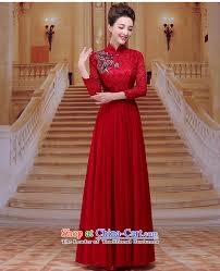 qipao wine red dress