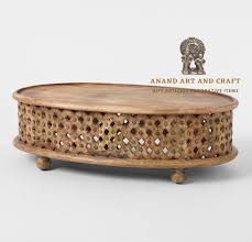 Wood Coffee Table Oval Round Handmade
