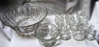 Vintage Pressed Glass Punch Bowl