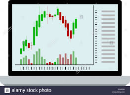 Stock Chart Of Candle Stick On Laptop Vector Stock Graph