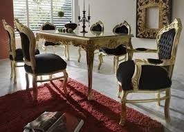 Dining room chairs provide seating for tables of all sizes, and they come in many styles and colors to enhance the decor of a room. Baroque Dining Room Set Black Gold Dining Table 6 Chairs