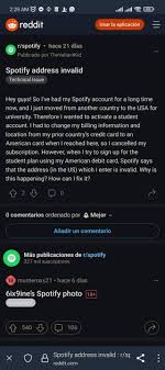spotify aware of address is not valid