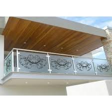 white balcony printed railing glass