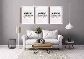 3 poster mockups living room graphic