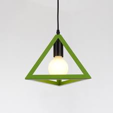 Industrial Colorful Triangle Drop Light Metal 1 Led Suspension Light For Commercial Space Beautifulhalo Com