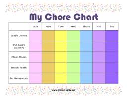 A Printable Chore Chart Covering Seven Days A Week And