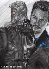Next, draw the nose and mouth. Pencil Drawing Of Chris Pratt As Peter Quill Star Lord In Guardians Of The Galaxy The Artwork Of John Dibiase