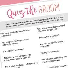These classy bridal shower gifts will make any bride smile Bachelorette Party Game Printable Groom Quiz Stag Hen